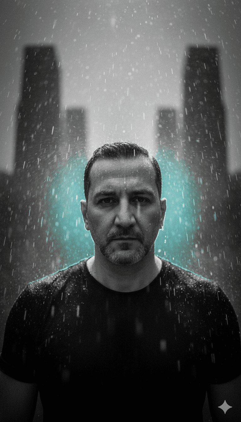 Una escena final de alta energía de un video musical conceptual para 'BeatogluBeat by v5', mostrando visuales intrincados y el logo de freebeat.ai.