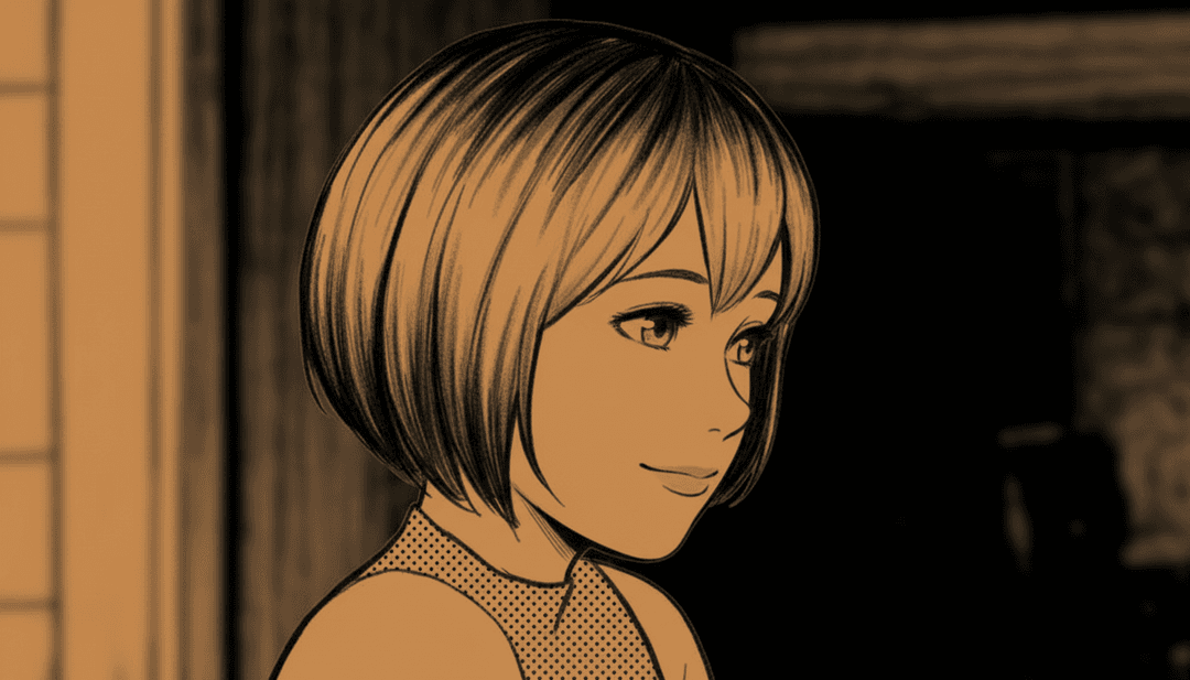 Representação visual de notas de violão acústico transformando-se em cenas animadas vibrantes da vida escolar e estações do ano em mudança.