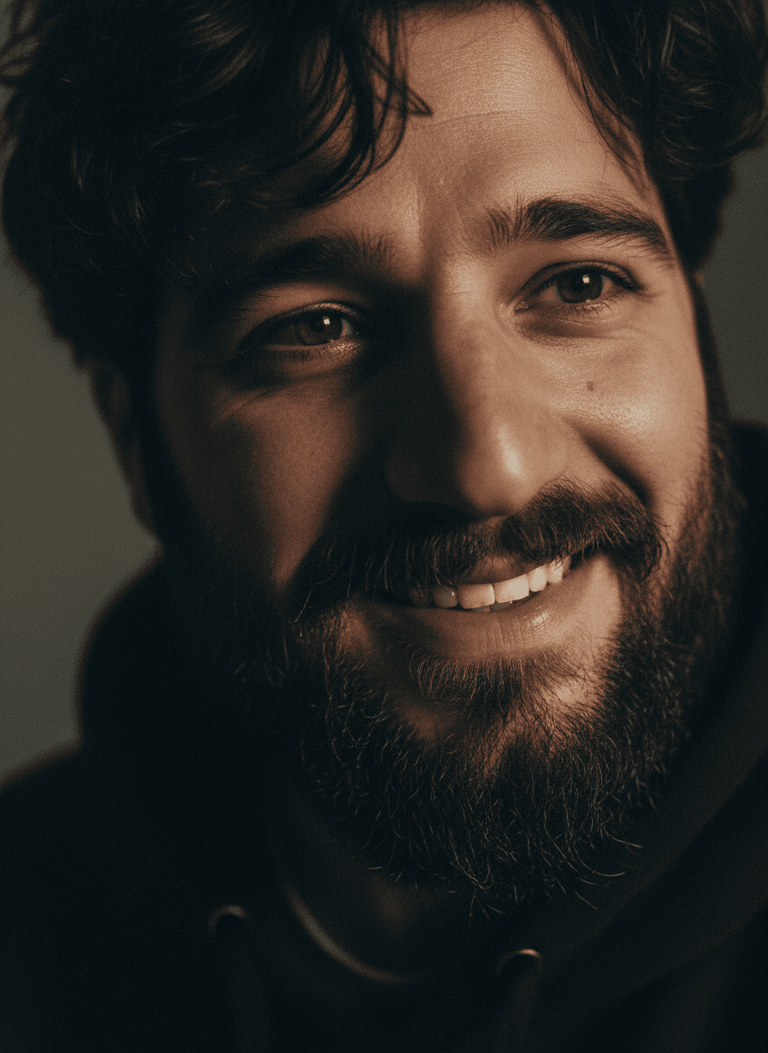 Um artista alegre assistindo ao seu vídeo clipe recém-gerado para 'film corto 27 (1).mp3' em uma tela grande, impulsionado pela plataforma freebeat.ai e suas poderosas ferramentas de criação.