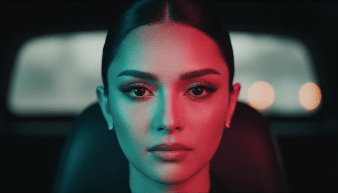 Um videoclipe completo para 'kaleid_Spoken Lies' sendo reproduzido em uma tela, exibindo visuais escuros e dinâmicos.