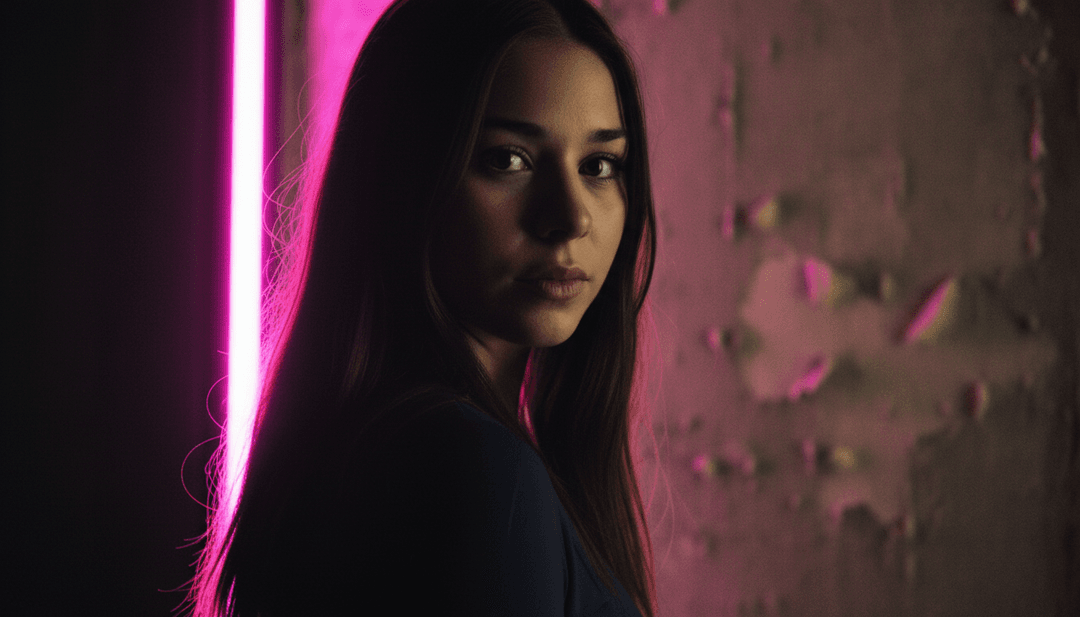 Visuais dinâmicos sincronizados com o baixo profundo e as melodias de sintetizador dark de 'Peel Off', mostrando paisagens urbanas abstratas e gráficos de movimento energéticos.