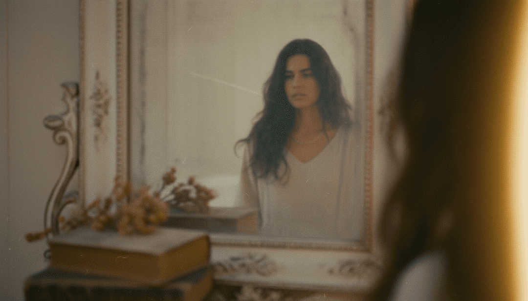 Representación visual abstracta de ondas sonoras transformándose en patrones geométricos, reflejando la interpretación inicial de la IA de '387099 Unwritten - instrumental.mp3'.