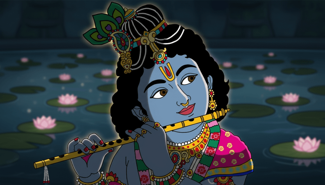 IA analisando formas de onda de 'Radha Kahe Krishana ko' por ranababupune, gerando imagens devocionais.