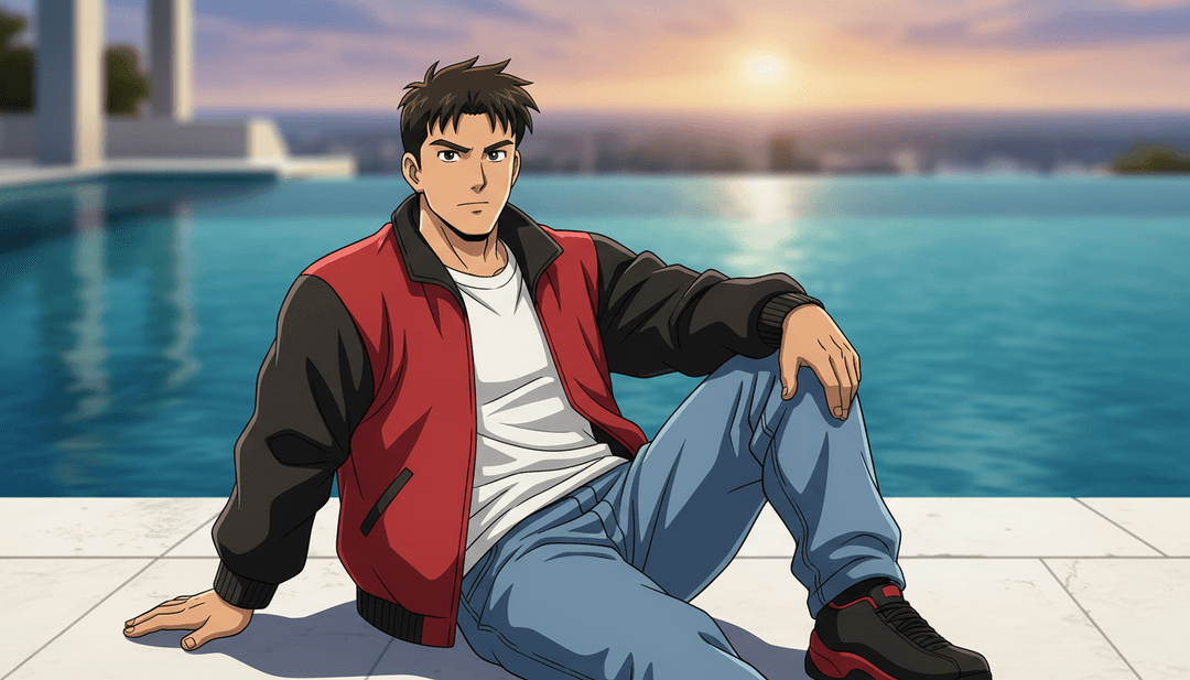 IA a analisar o baixo profundo e o ritmo intrincado de uma música Trap R&B, gerando conceitos visuais de paisagens urbanas de néon e figuras sombrias.