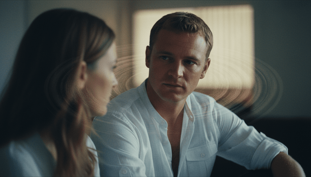 音波がきらめく水、デジタル粒子、変化する風景のような視覚要素へと変換される抽象的な表現。