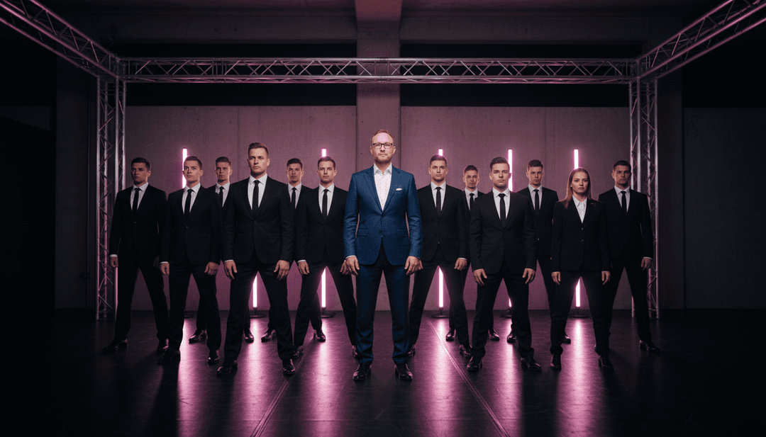 चमकदार, भविष्यवादी बादल संरचनाओं के बीच एक आकृति के नृत्य के साथ गतिशील संगीत वीडियो दृश्य, जो इलेक्ट्रॉनिक प्रकाश पैटर्न द्वारा प्रकाशित है।