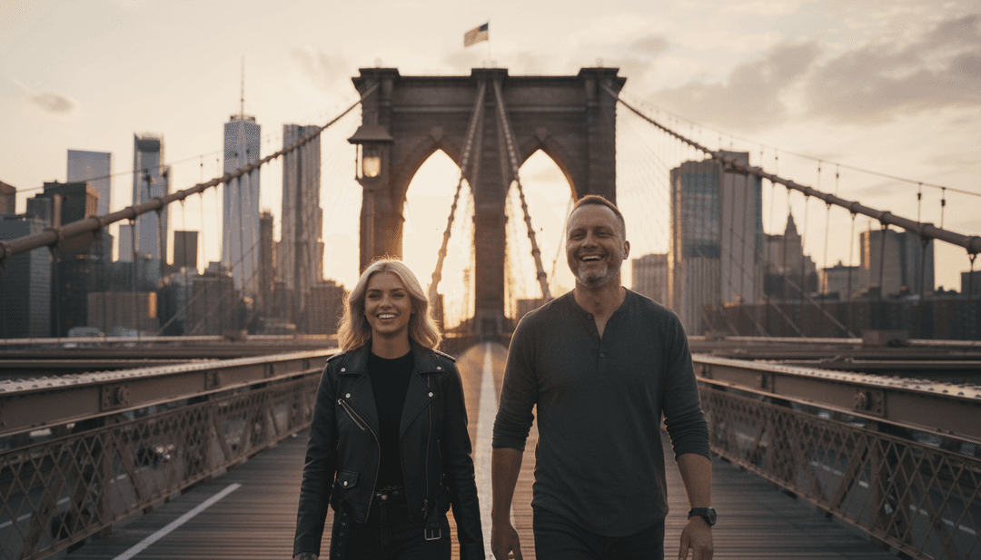 Uma imagem dividida mostrando uma forma de onda de 'United (RMX)' de um lado e uma cena de videoclipe vibrante correspondente com figuras dançando e luzes da cidade do outro, ilustrando a conversão de MP3 para MP4.