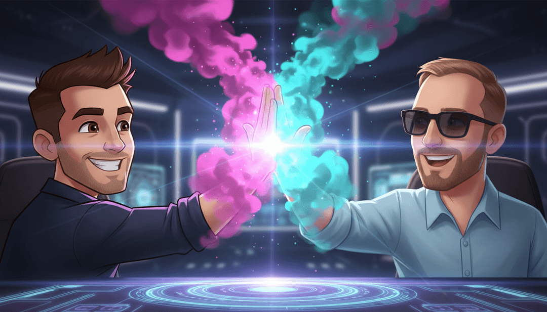 Un musicista sorridente, che guarda il suo video musicale generato dall'AI per 'Make It Look Easy' su un grande schermo.