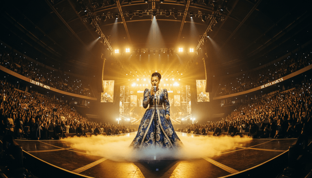 用戶與 freebeat.ai 互動，以 AI 生成的元素創作個人化的「黃金」音樂影片。