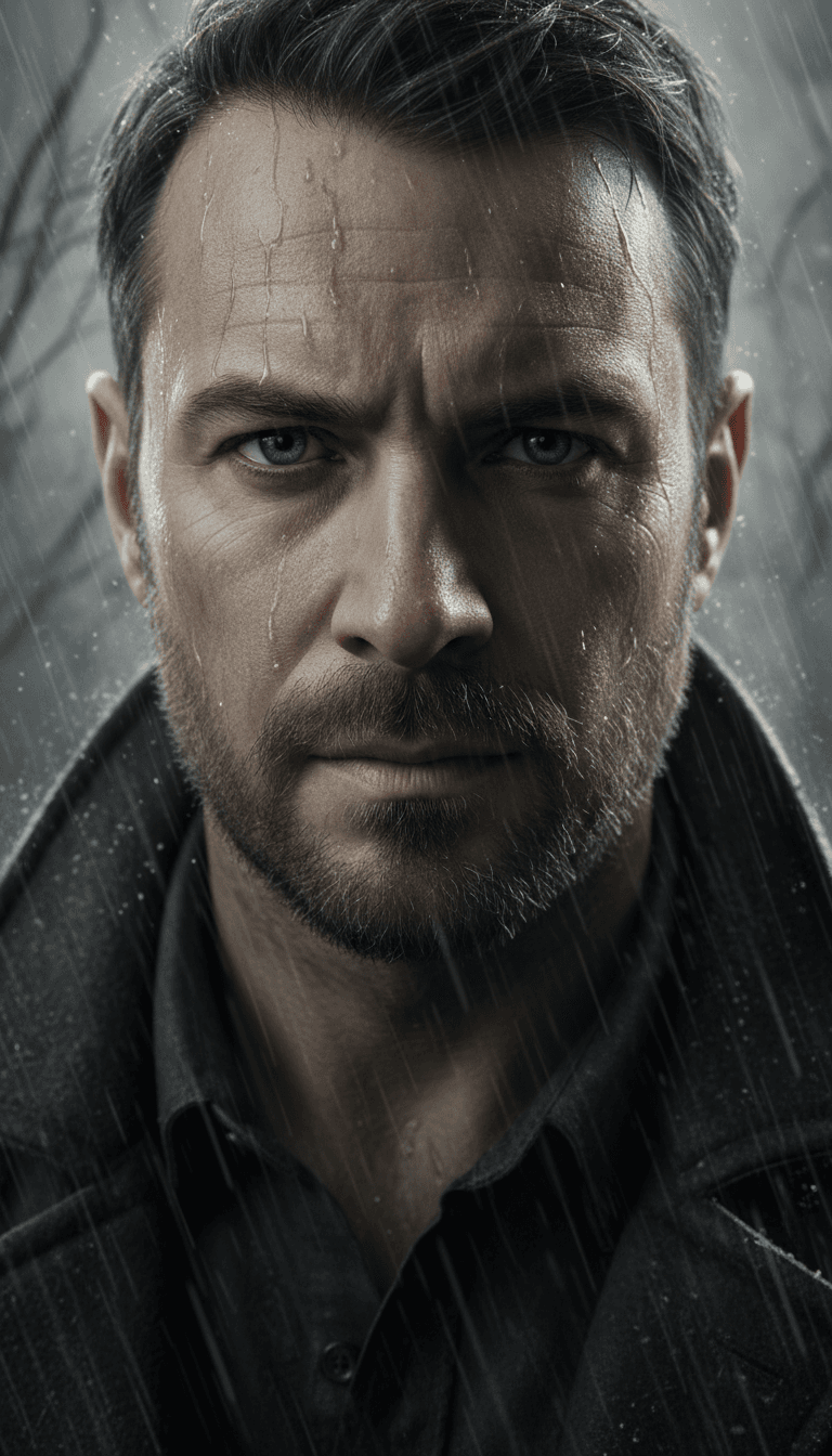 Dynamische KI-generierte Videosequenz von Kampfflugzeugen, die über Berge fliegen, und einem Gitarristen, der inmitten einer stilisierten Landschaft spielt