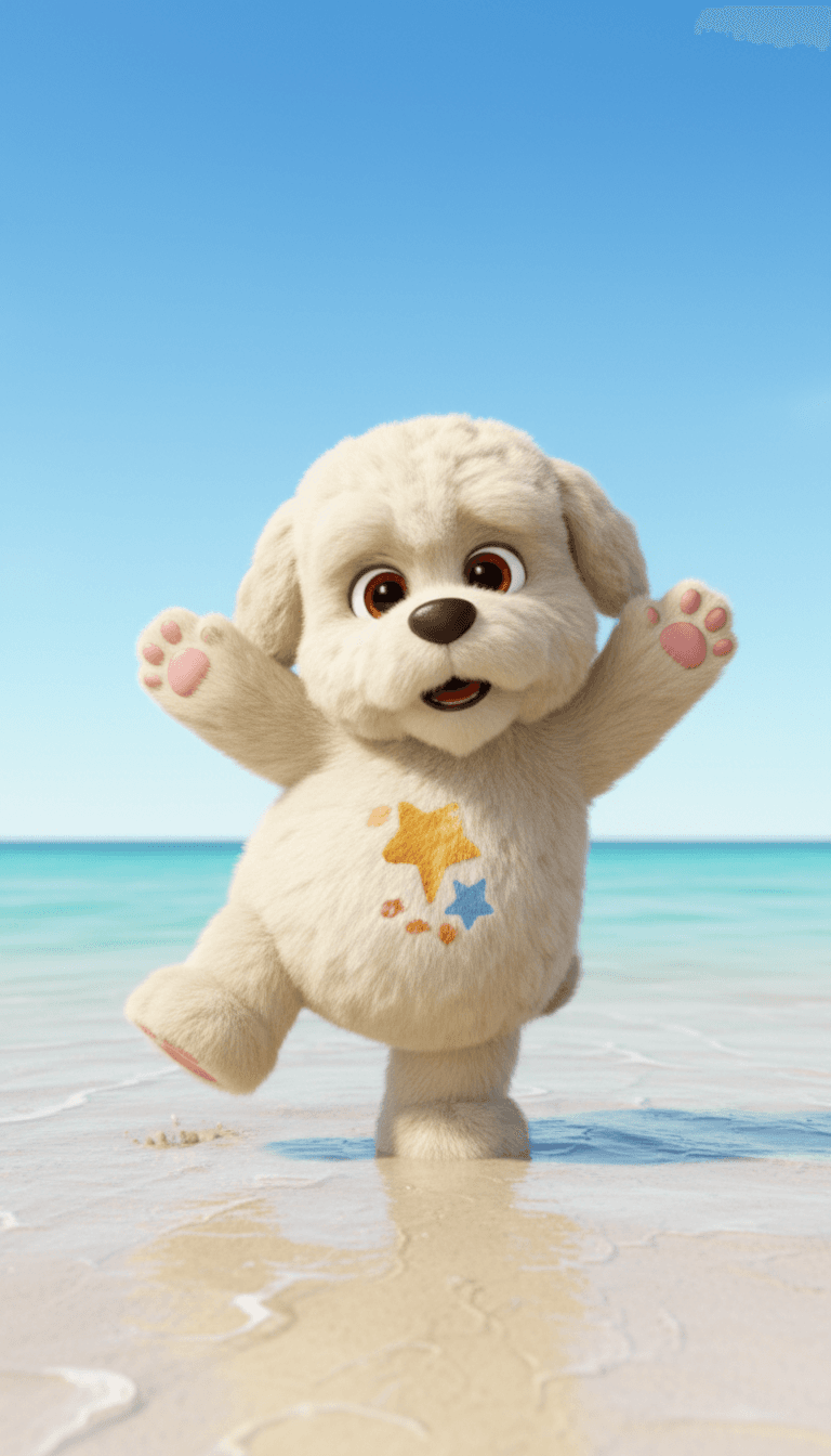 Animaux de compagnie animés et vibrants dansant dans un paysage coloré et fantaisiste, synchronisés au rythme pop de 'Petmagicland' by v4.5-all.