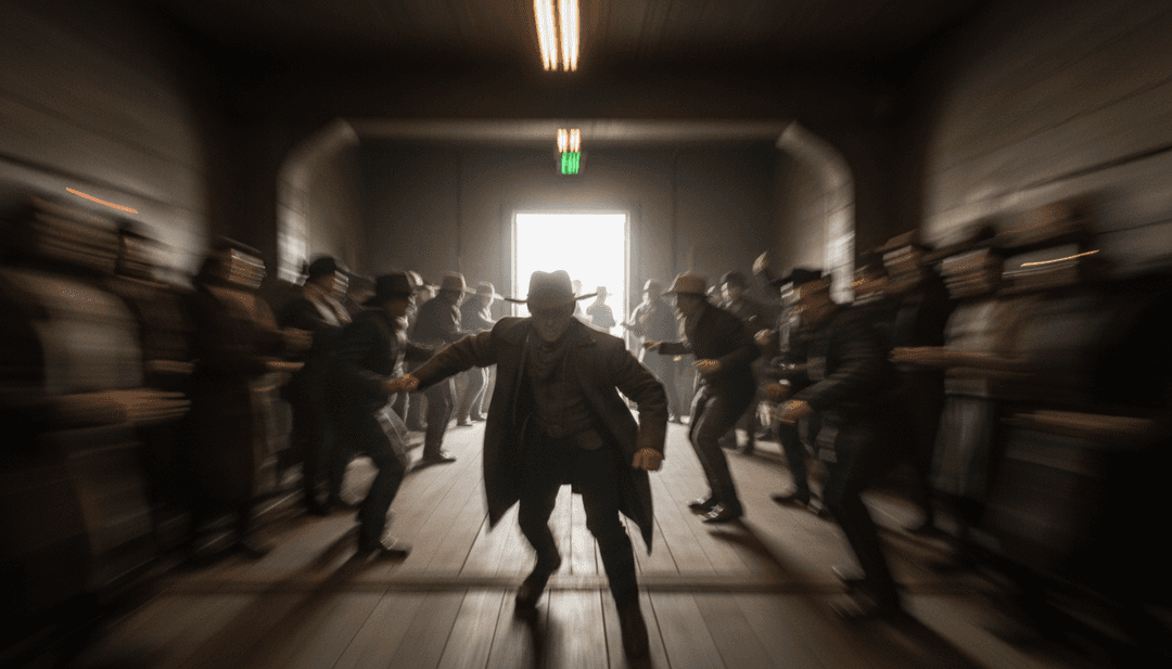 一辆老式汽车在高速公路上飞驰的动态镜头,叠加着对吉他即兴重复段和鼓点节奏的抽象视觉诠释,代表了歌曲的能量核心。