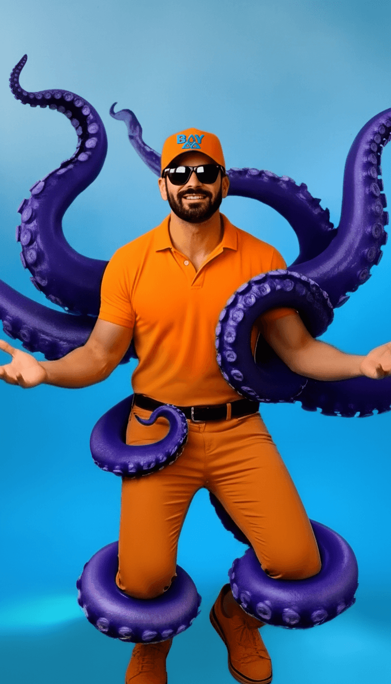 Imágenes sincronizadas de bailarines y espectáculos de luces reaccionando a un potente ritmo electrónico, representando un videoclip generado por IA.