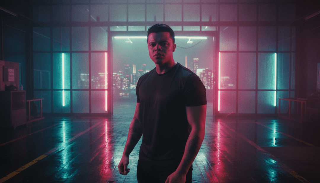 声波和城市景观融合的抽象可视化,代表了 AI 对 MC JR 的 "Coração Nobre" 及其深刻主题的初步诠释。