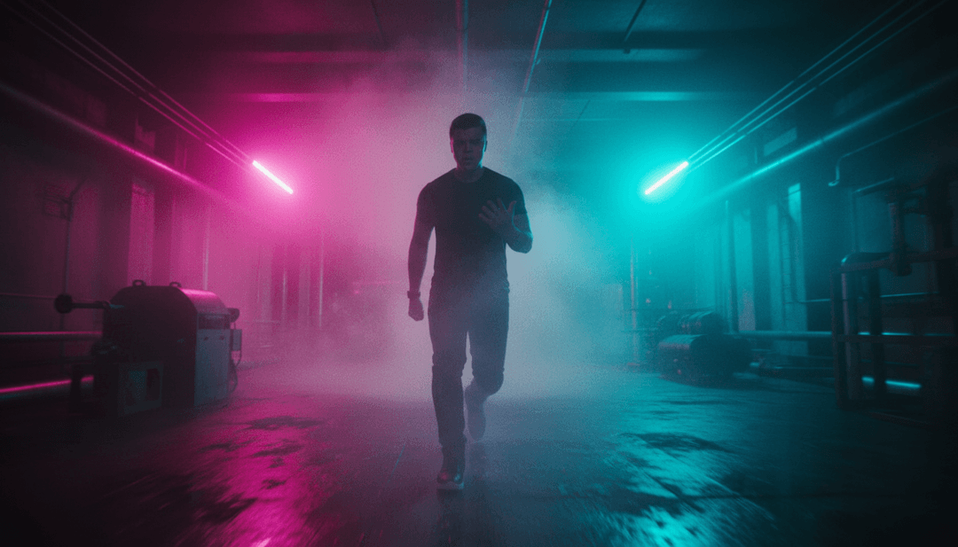 用户高兴地在屏幕上审阅一个专业水准的音乐视频,该视频由 freebeat.ai 创建,包含受 MC JR 的 "Coração Nobre" 启发的元素。