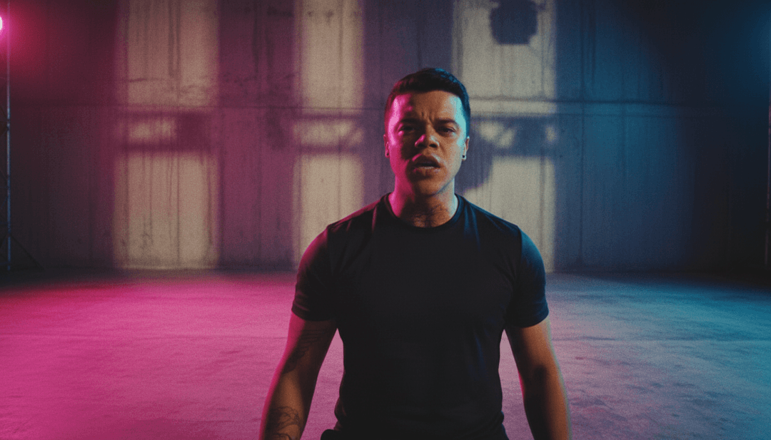 AI द्वारा उत्पन्न गतिशील दृश्यों का एक मोंटाज, शहरी परिदृश्यों, शक्तिशाली सामाजिक टिप्पणी और MC JR के एकॉस्टिक हिप-हॉप ताल से प्राप्त कच्ची ऊर्जा को दर्शाता है।