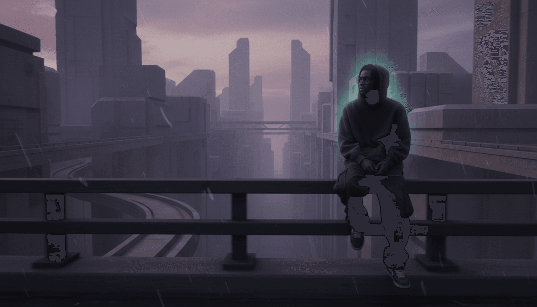 'Leavin' से प्रेरित संघर्ष और दृढ़ता के विषयों को दर्शाने वाले दृश्य दृश्य