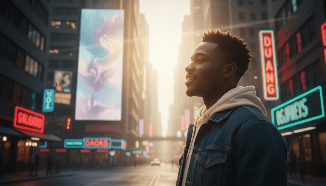 Utilisateur créant un clip musical en utilisant la technologie IA