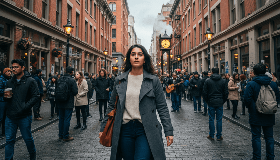 Representação visual de 'Difficile' com paisagens urbanas dinâmicas e imagens emocionais