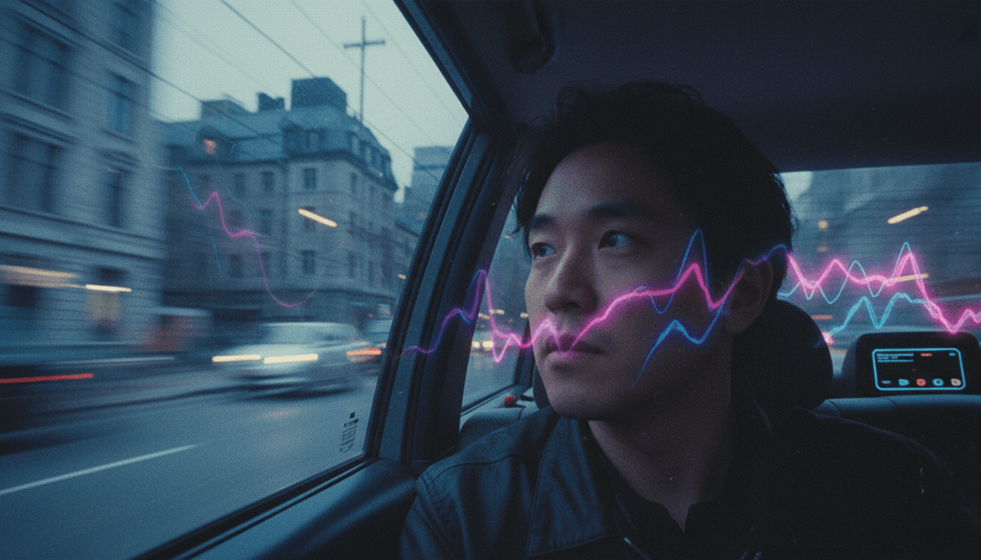 Imagem conceitual de IA analisando a música '555' por Soran