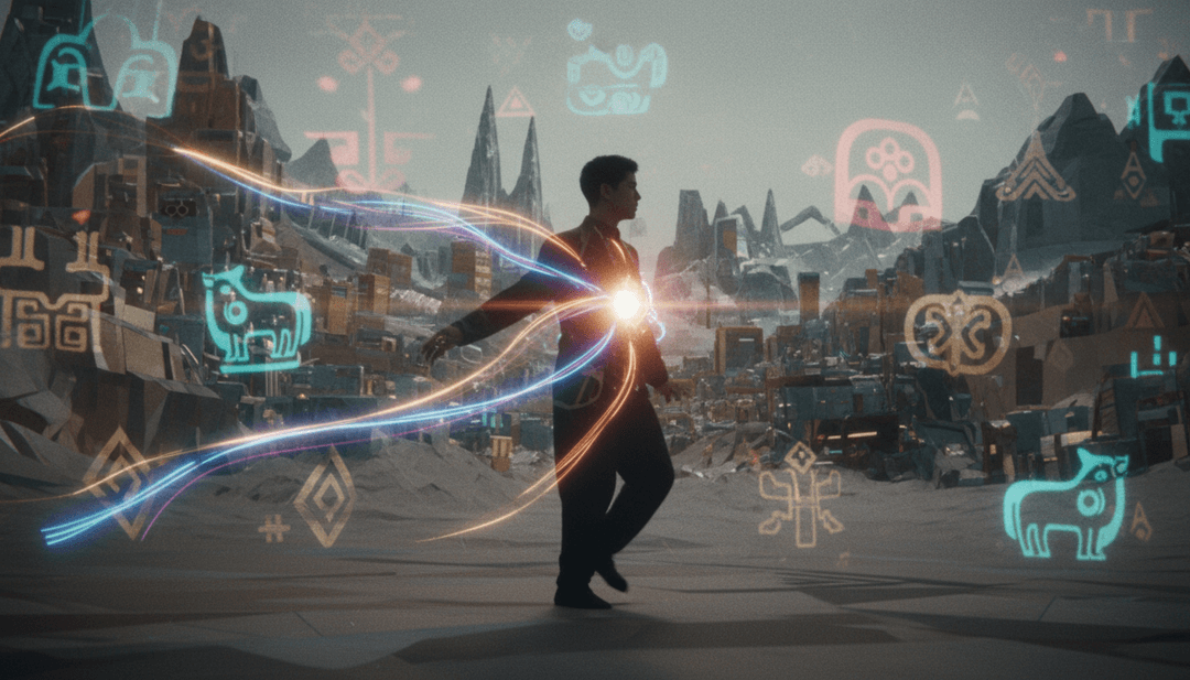 दृश्य में संगीत के बोल की व्याख्या करने वाले AI की अवधारणात्मक छवि।