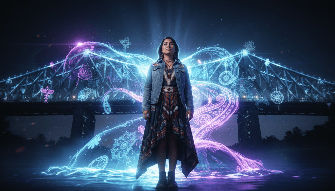 संगीत तत्वों को जीवंत दृश्य दृश्यों में बदलते हुए AI।