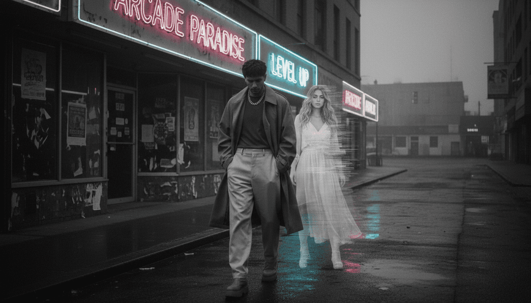 लयबद्ध बीट्स के गतिशील दृश्यों में बदलने का दृश्य दृश्य