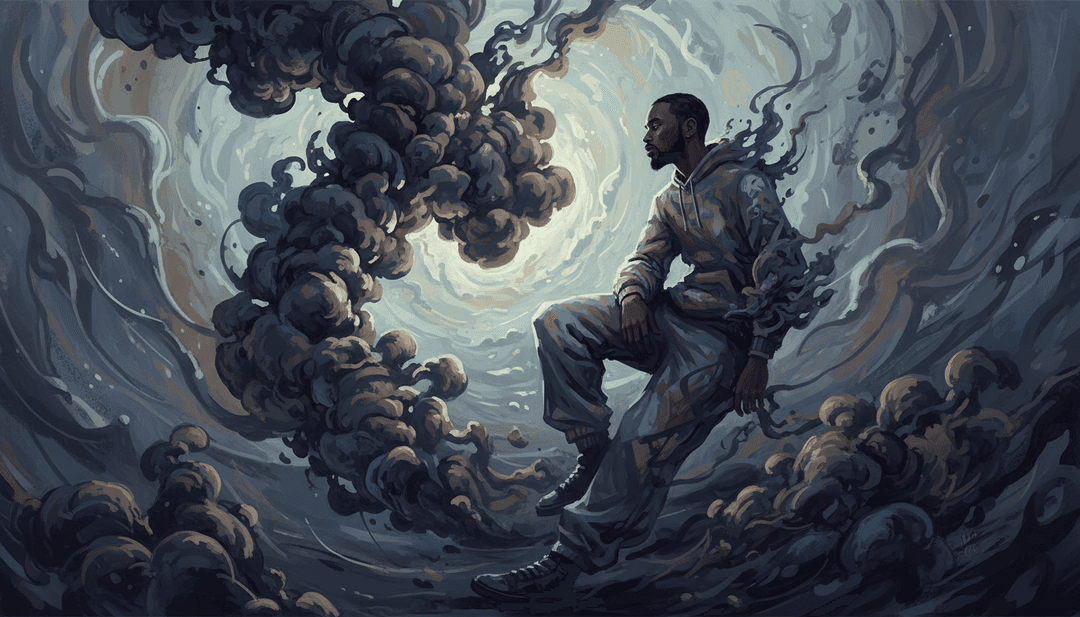 IA analisando os ritmos e o humor de 'Feet On Land' de Moneybagg Yo & G Herbo.