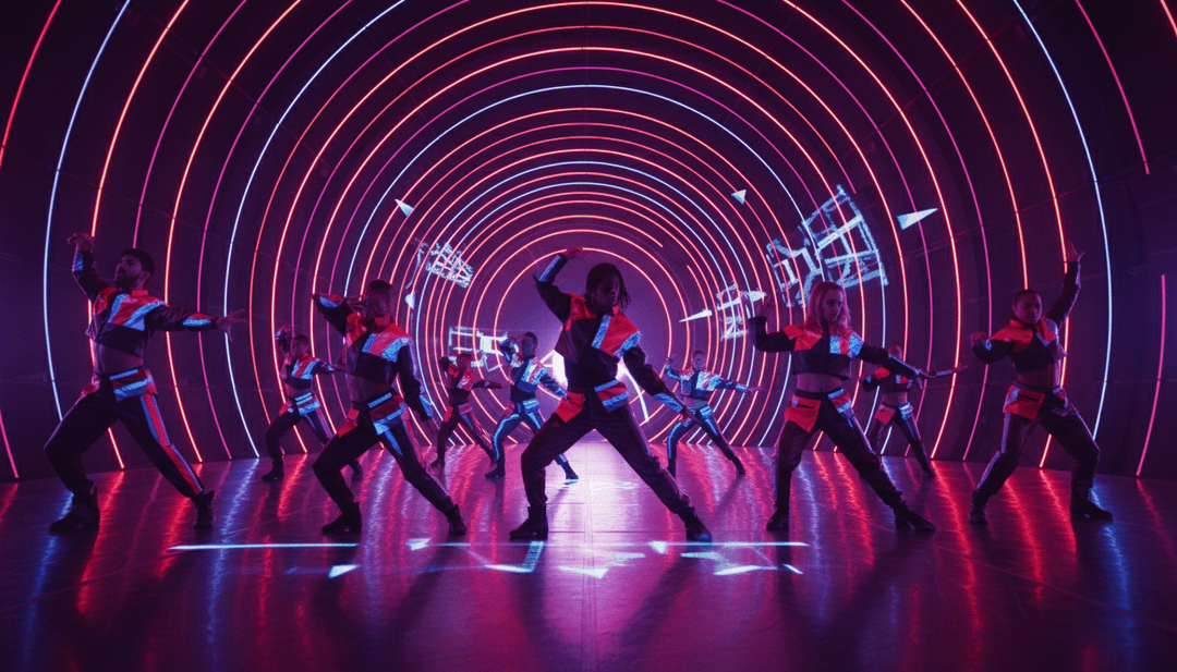 संगीत तत्वों के वीडियो दृश्यों में बदलने का दृश्य प्रतिनिधित्व।