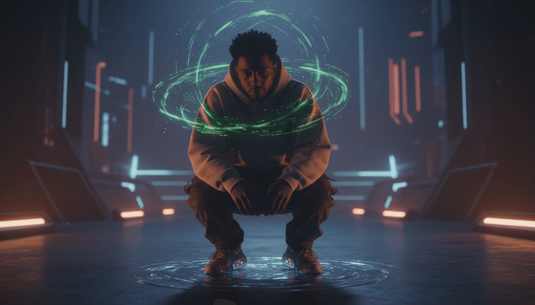 AI 詮釋 monte booker 和 Mereba 的歌曲 'b 2 b' 的插圖。