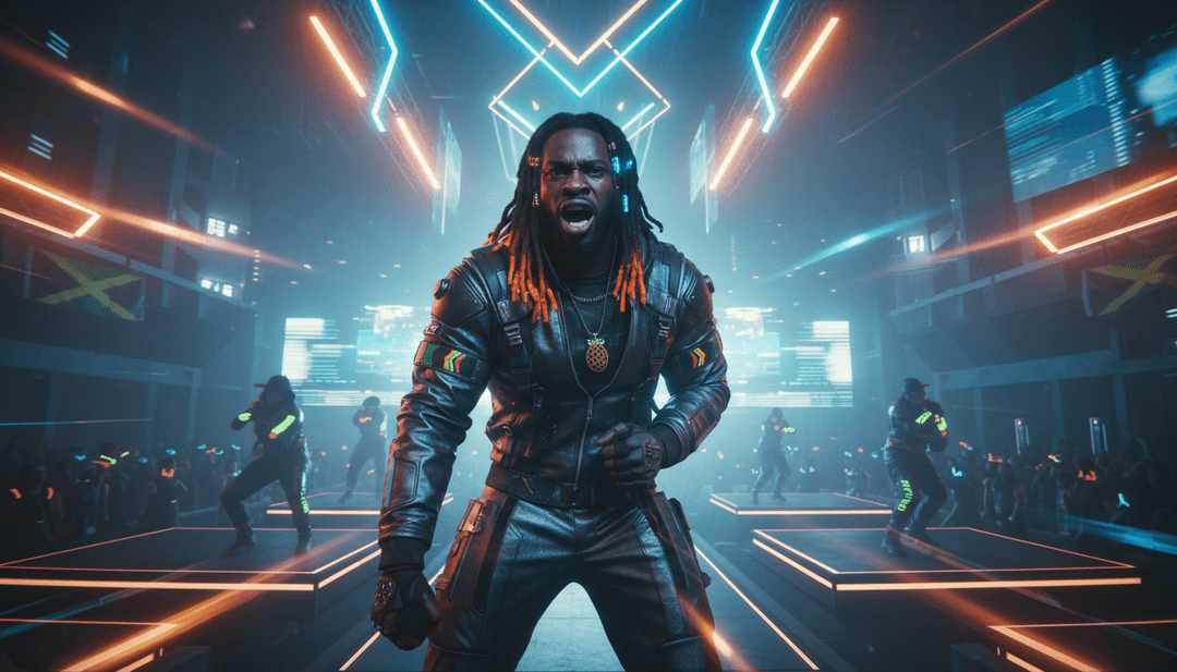 Representação visual das letras de 'Maneater' com cenas dinâmicas