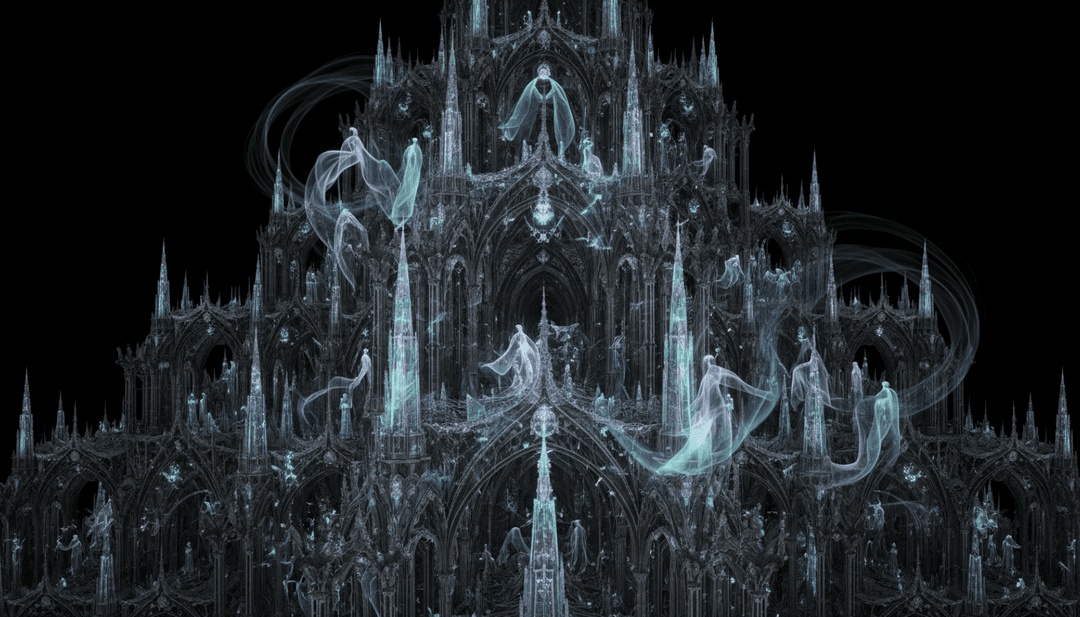 Grim, Grinning Ghosts의 으스스한 분위기를 구상하는 AI