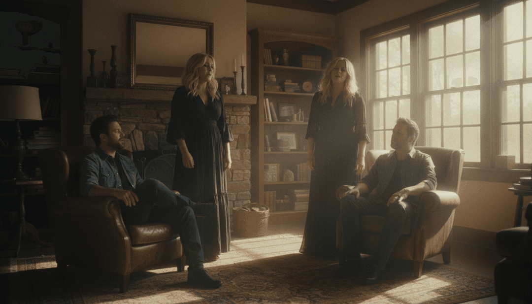 Rappresentazione visiva degli elementi musicali che si trasformano in una scena