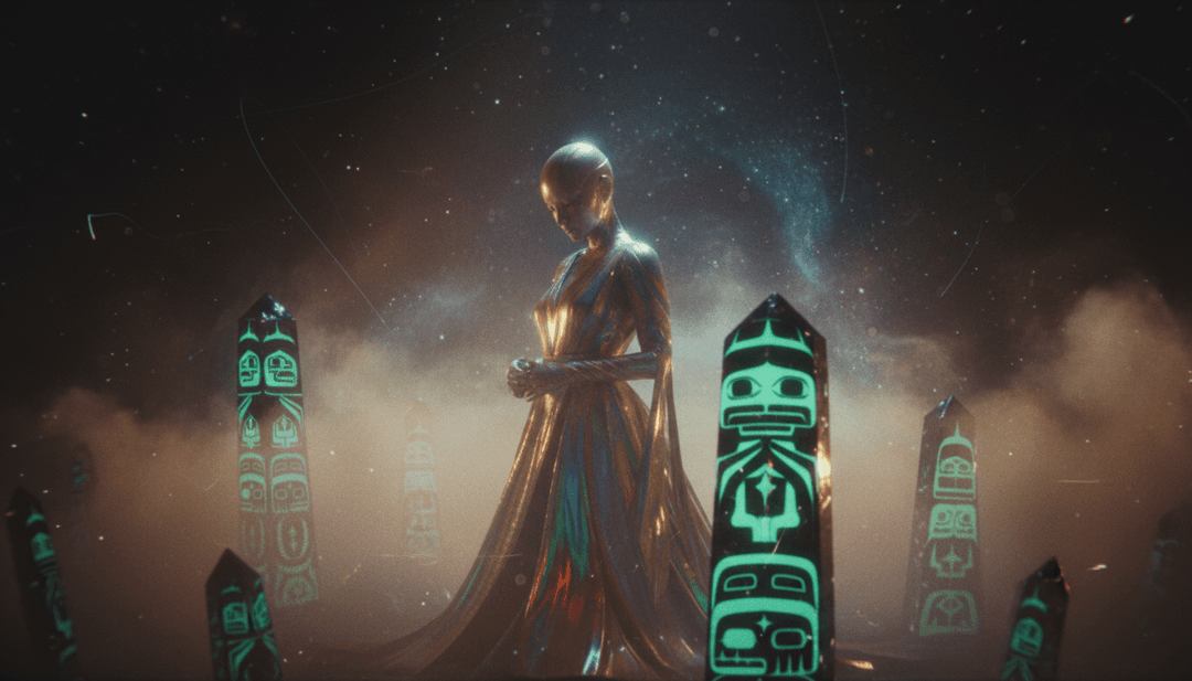 Freebeat AI 分析 'Alien' 歌曲的图像，伴随数字声波。