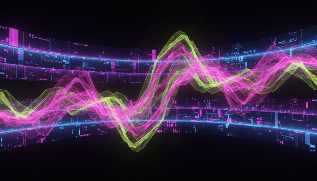 테크노 비트를 역동적인 장면으로 시각적으로 번역