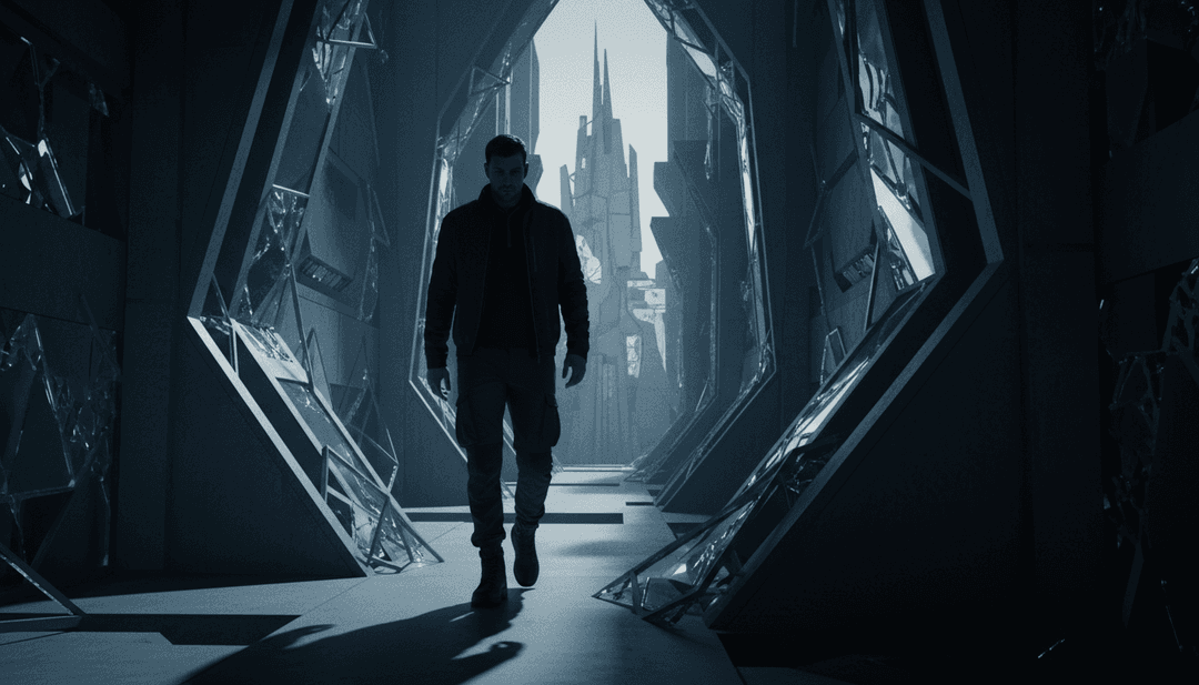 Representación visual del video musical 'Sorg City' con escenas urbanas abstractas