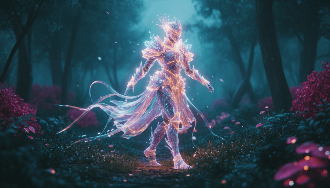 Scena vivida di fiori che sbocciano e visuali astratte