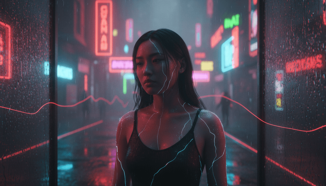 'Underworld' 가사에서 영감을 받은 현실과 꿈의 경계를 상징하는 추상 디지털 아트