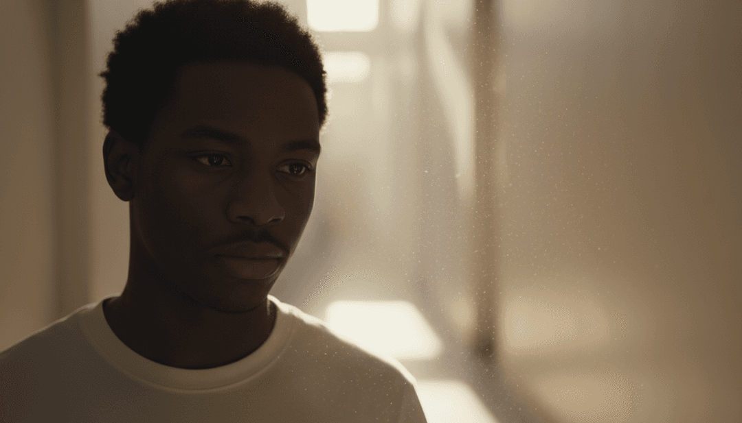 KO의 본질을 나타내는 맥동하는 비트와 가사 흐름의 추상적 시각화.