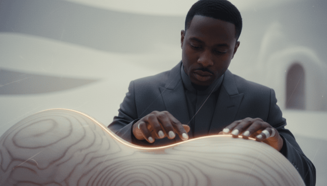 사용자가 freebeat.ai 인터페이스와 상호작용하며 개인 맞춤 KO 뮤직비디오를 생성하는 모습.