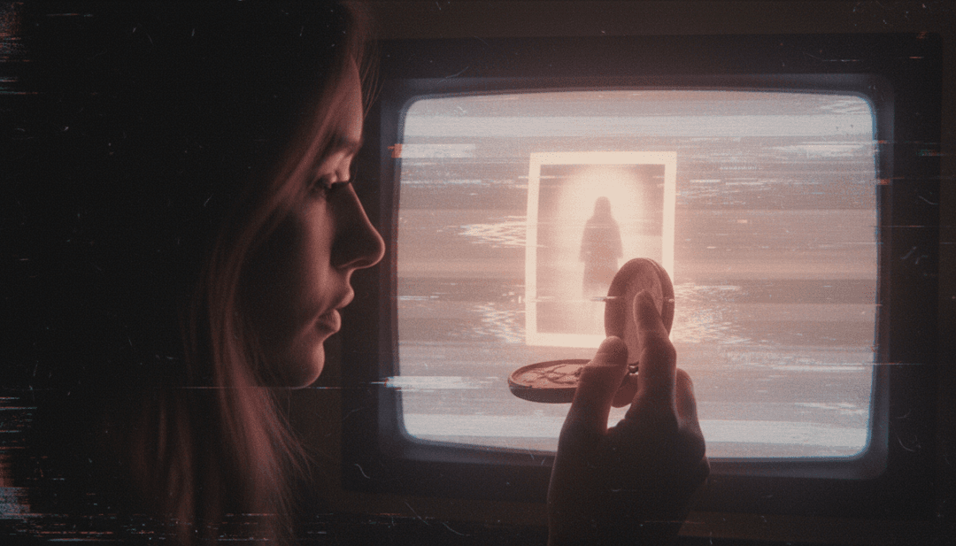 動態場景描繪陰影人物與飄渺光影融合，象徵歌曲節奏與人聲