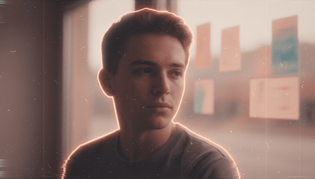 抽象数字艺术，表现 AI 分析 'Watching Over Me' 的音乐波形和歌词