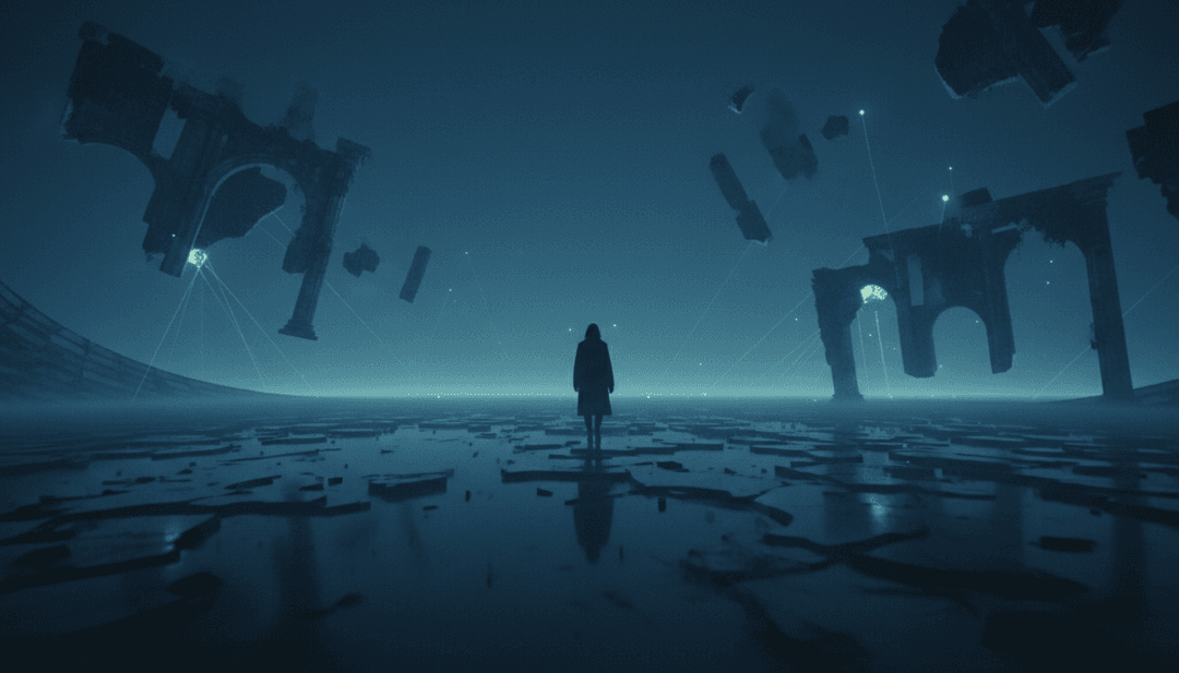 IA visualisant l'ambiance profonde et l'énergie brute de 'Fake Names' de Che Ecru sur une toile numérique dynamique