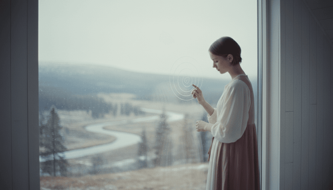 融合自然风光与抽象艺术的动态场景，反映 'Faults' 的节奏与情绪