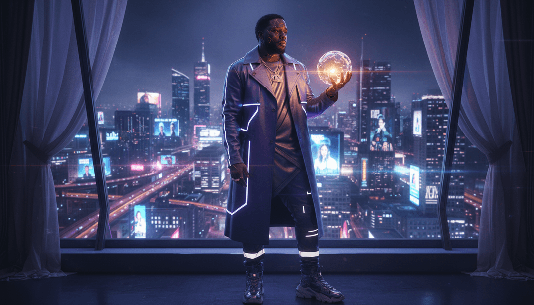 KI-generierte Szenen, die den luxuriösen Lebensstil und den Straßenhustle aus den 'Status'-Texten widerspiegeln