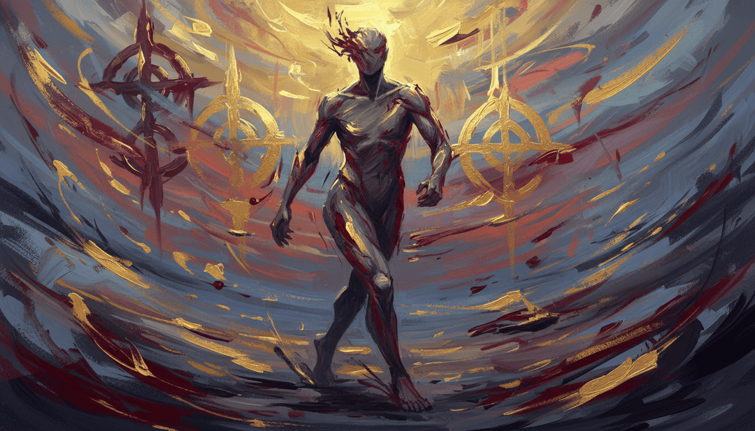 Cenas dinâmicas mostrando ruas urbanas do centro misturadas com motivos florais surreais.