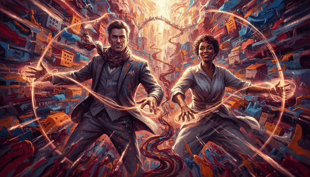 힙합 문화를 표현하는 역동적인 도시 장면과 애니메이션 그래픽