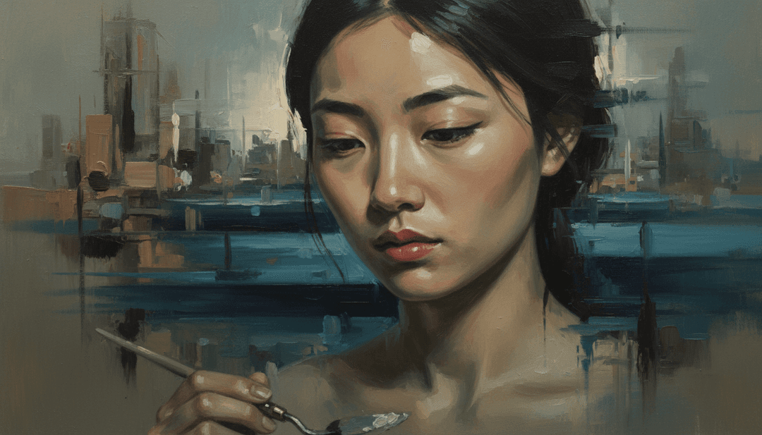 Cash Cash और Hayley Kiyoko के गीत Sadness की भावनात्मक गहराई को दर्शाता सार रूप डिजिटल कला