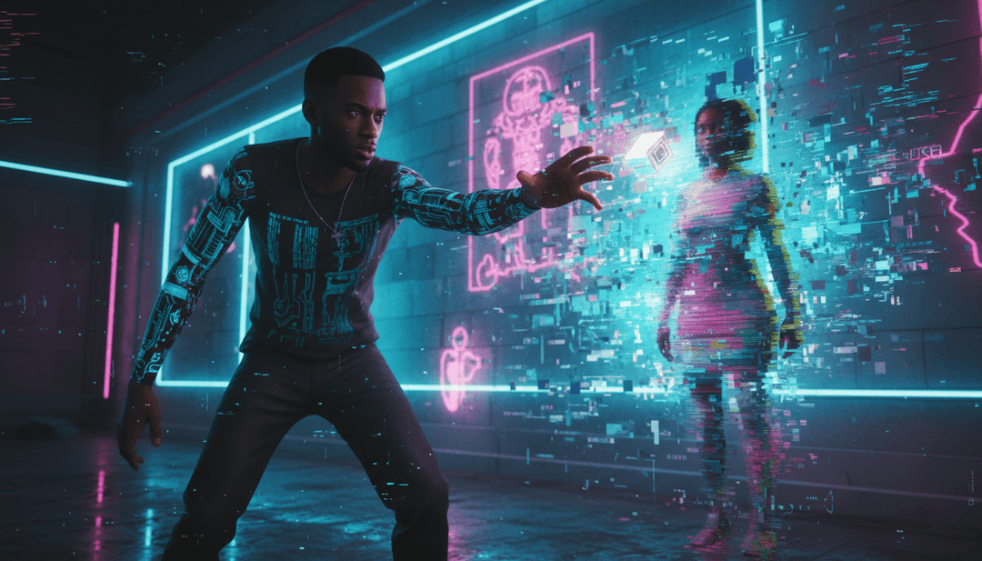 與饒舌歌詞及節奏同步的動態都市火焰與象徵影像場景