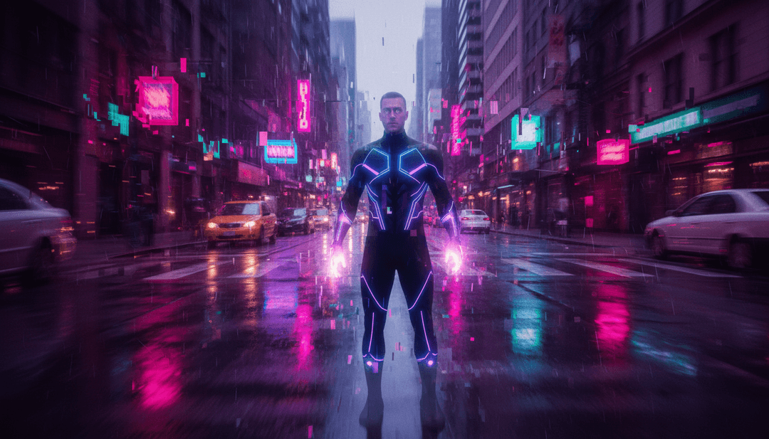 शहर की रात की जीवंत झलकें और नृत्य करती परछाइयाँ जो गीत के मूड को दर्शाती हैं